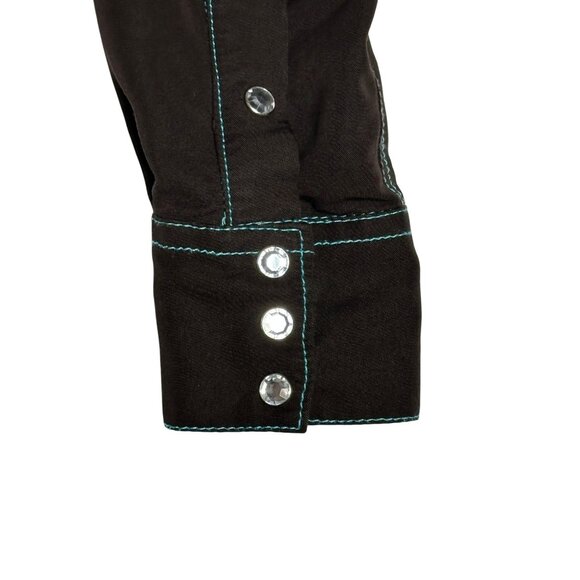 Cowgirl Hardware L/S Brown Turquoise Bling Snap Shirt Womens Small - Picture 3 of 7